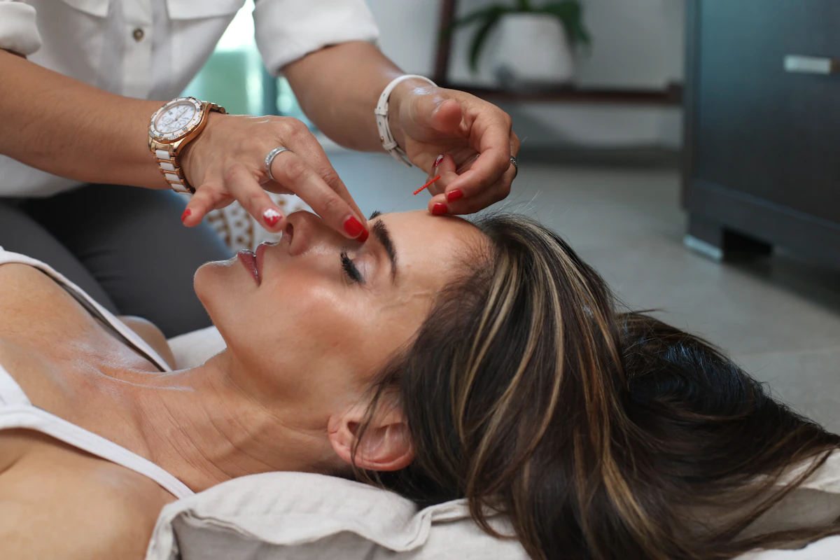 Facial skincare treatment in a calm beauty studio